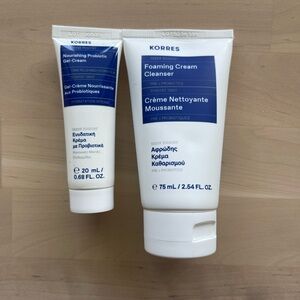 NWT Korres Duo Foaming Cream Cleanser and Probiotic Gel Cream